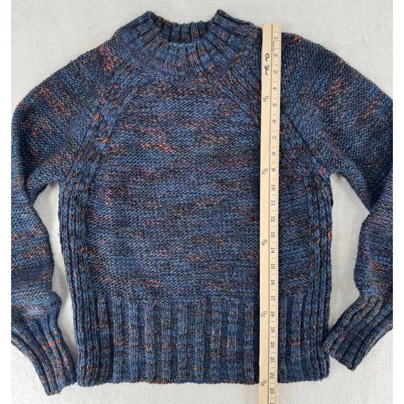 Veronia Beard Mock Neck Sweater Navy Purple  Wool Knit Pullover M - Picture 8 of 8